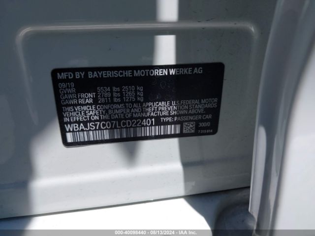 Photo 8 VIN: WBAJS7C07LCD22401 - BMW M550I 