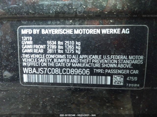 Photo 8 VIN: WBAJS7C08LCD89606 - BMW 5 