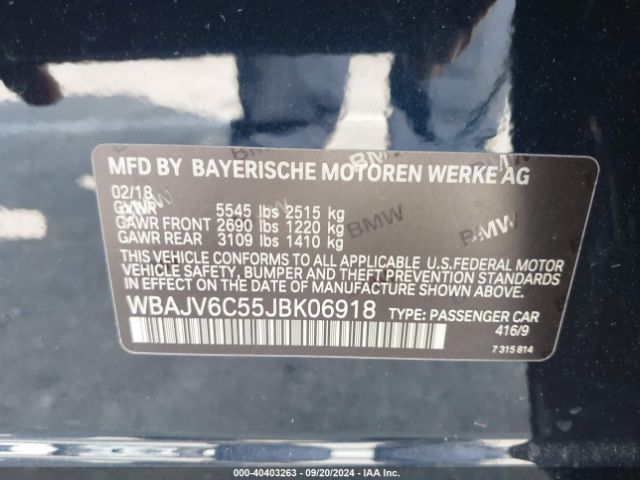 Photo 8 VIN: WBAJV6C55JBK06918 - BMW 640XI 