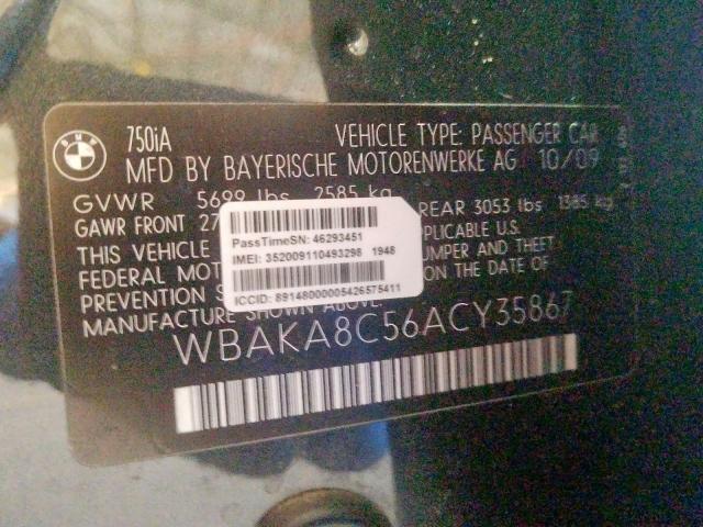 Photo 9 VIN: WBAKA8C56ACY35867 - BMW 750 I 