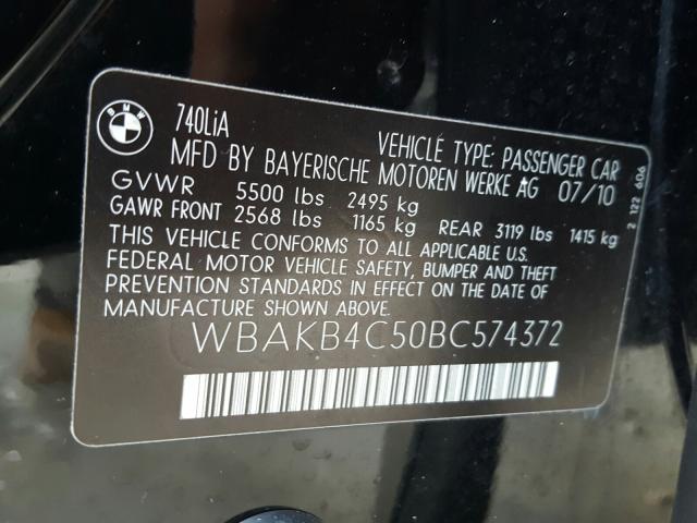 Photo 9 VIN: WBAKB4C50BC574372 - BMW 740 