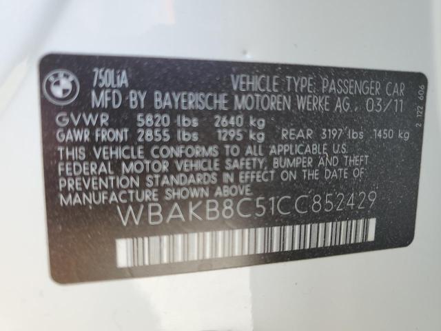 Photo 11 VIN: WBAKB8C51CC852429 - BMW 750 LI 