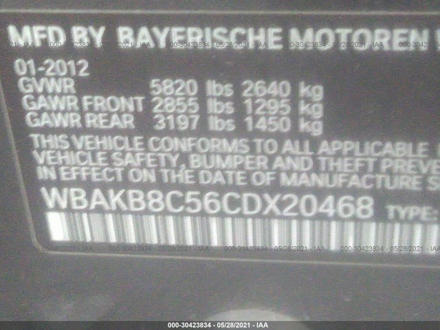 Photo 8 VIN: WBAKB8C56CDX20468 - BMW 750 LI 