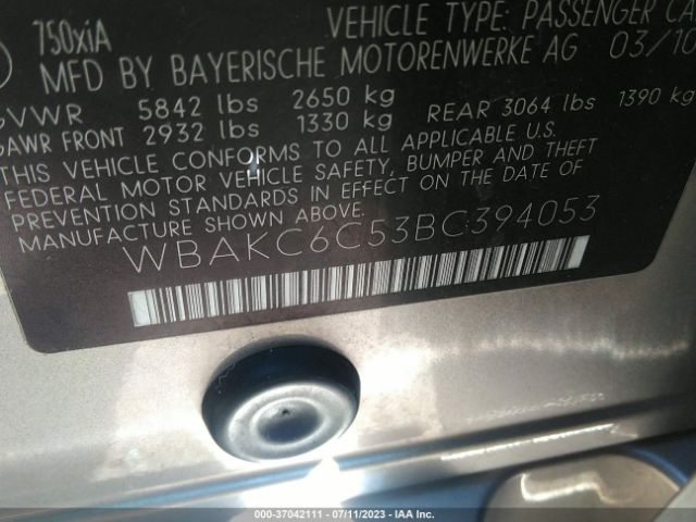 Photo 8 VIN: WBAKC6C53BC394053 - BMW 750I 