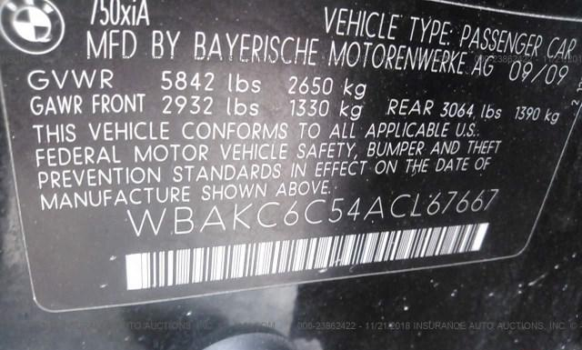 Photo 8 VIN: WBAKC6C54ACL67667 - BMW 750I 