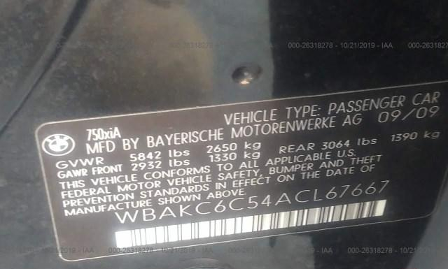 Photo 8 VIN: WBAKC6C54ACL67667 - BMW 750I 