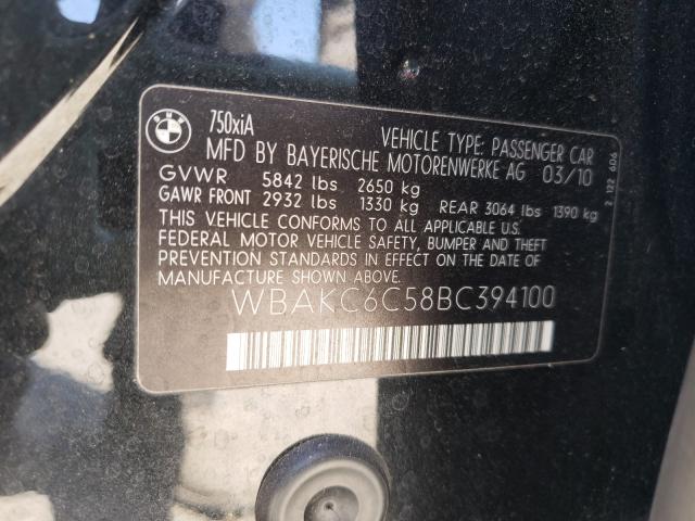 Photo 9 VIN: WBAKC6C58BC394100 - BMW 750I 