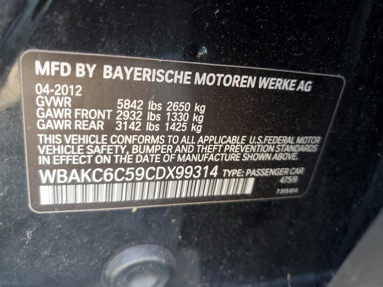 Photo 11 VIN: WBAKC6C59CDX99314 - BMW 7ER 