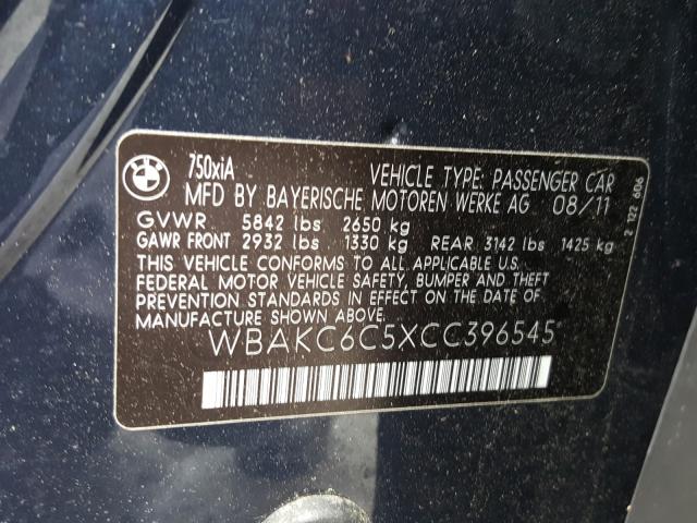 Photo 9 VIN: WBAKC6C5XCC396545 - BMW 750 XI 