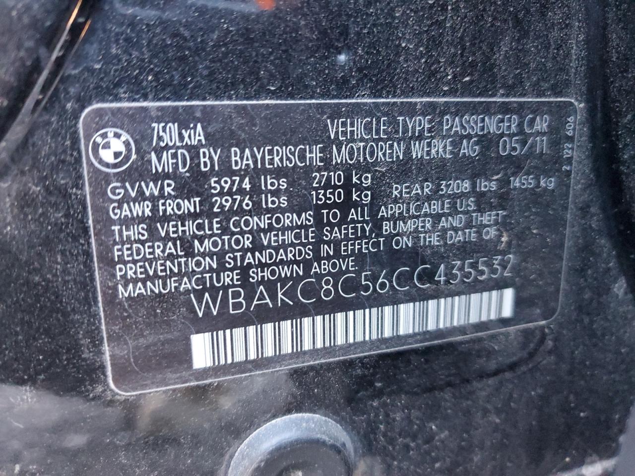 Photo 11 VIN: WBAKC8C56CC435532 - BMW 7ER 