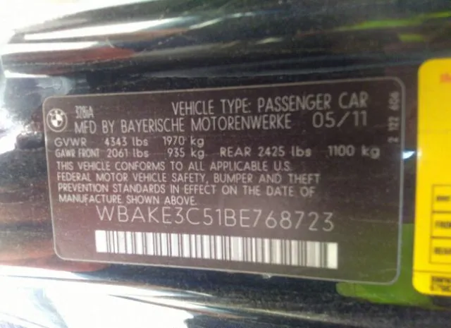 Photo 8 VIN: WBAKE3C51BE768723 - BMW 3 SERIES 