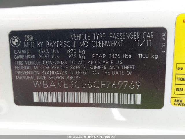 Photo 8 VIN: WBAKE3C56CE769769 - BMW 328I 