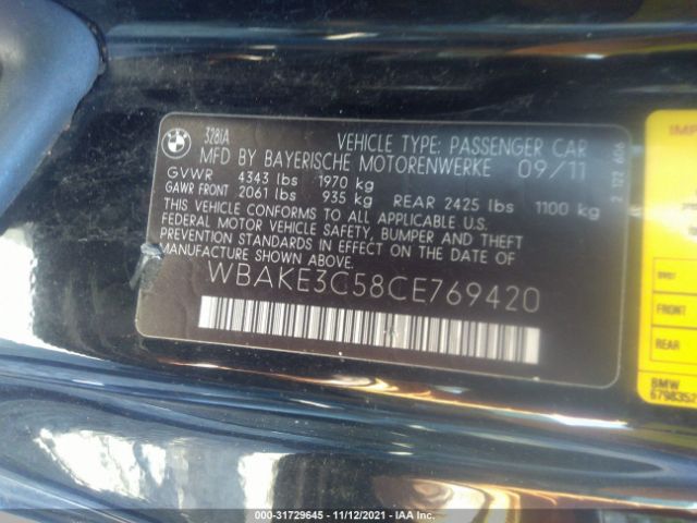 Photo 8 VIN: WBAKE3C58CE769420 - BMW 3 