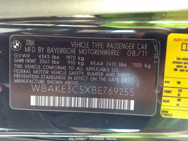 Photo 8 VIN: WBAKE3C5XBE769255 - BMW 3 