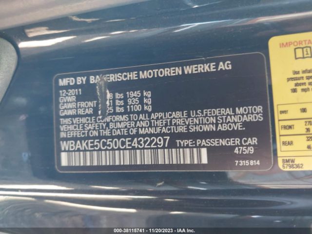 Photo 8 VIN: WBAKE5C50CE432297 - BMW 328I 