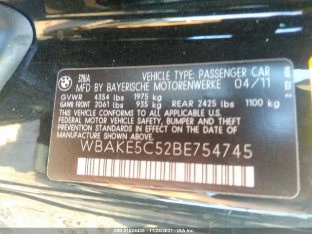 Photo 8 VIN: WBAKE5C52BE754745 - BMW 3 