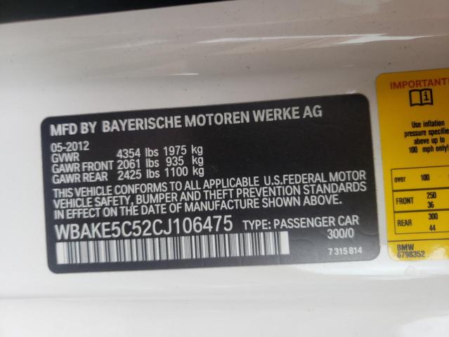 Photo 9 VIN: WBAKE5C52CJ106475 - BMW 328 I SULE 