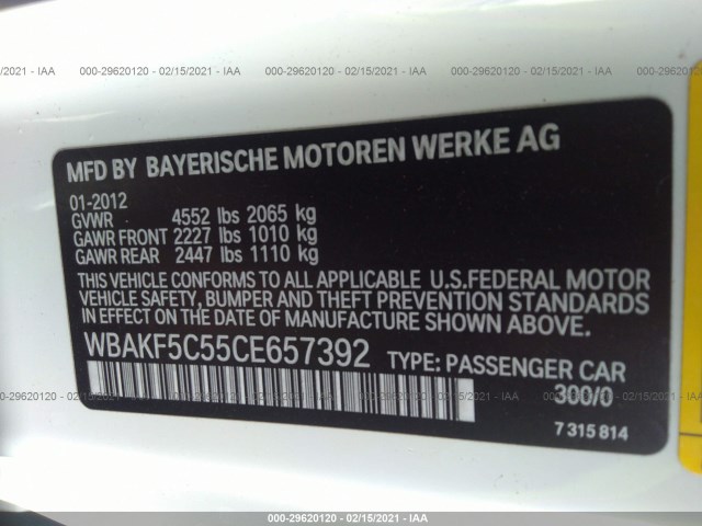 Photo 8 VIN: WBAKF5C55CE657392 - BMW 3 