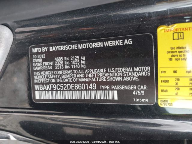 Photo 8 VIN: WBAKF9C52DE860149 - BMW 335I 