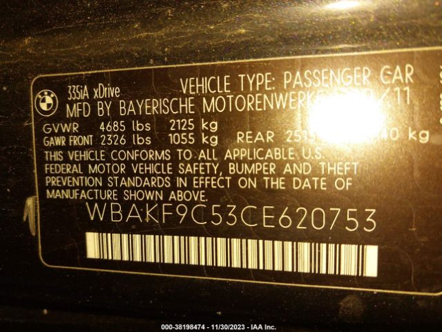 Photo 8 VIN: WBAKF9C53CE620753 - BMW 335I 