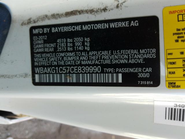 Photo 9 VIN: WBAKG1C57CE839990 - BMW 335 I SULE 