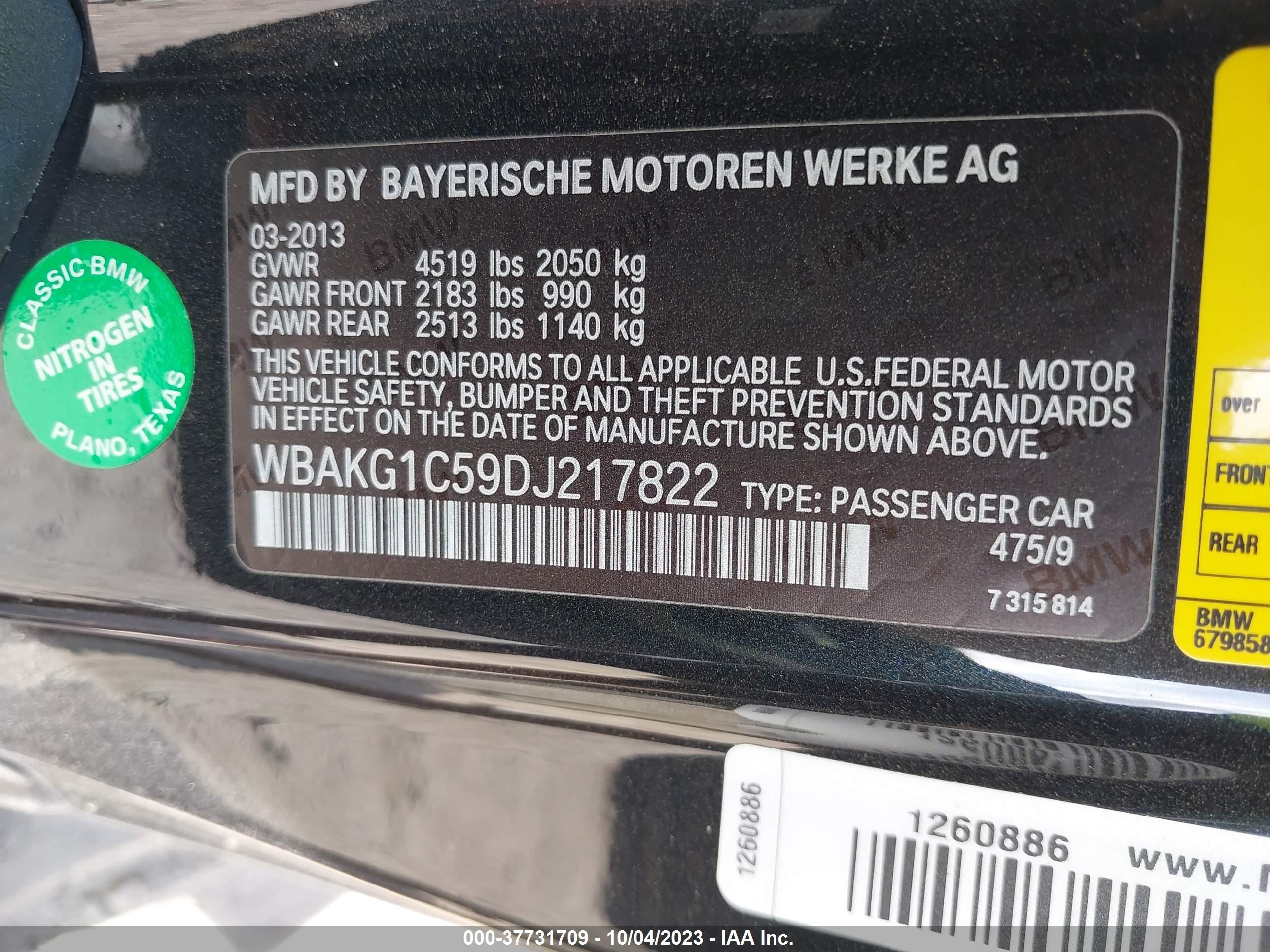 Photo 8 VIN: WBAKG1C59DJ217822 - BMW 3ER 