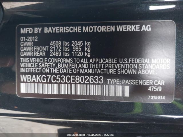 Photo 8 VIN: WBAKG7C53CE802633 - BMW 335I 