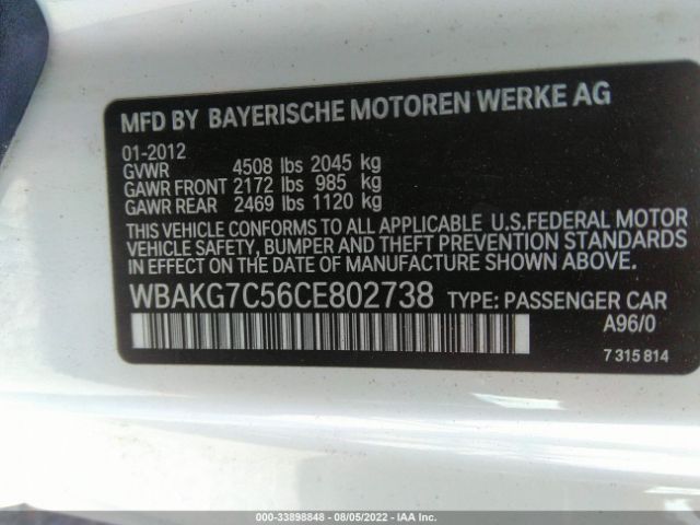 Photo 8 VIN: WBAKG7C56CE802738 - BMW 3 SERIES 