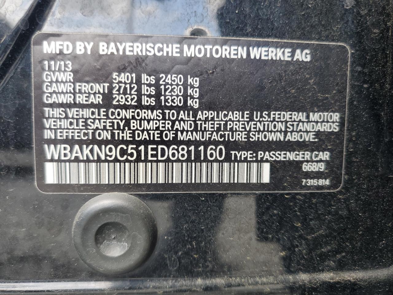 Photo 11 VIN: WBAKN9C51ED681160 - BMW 5ER 