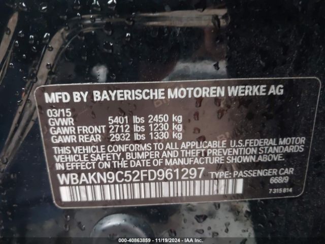 Photo 8 VIN: WBAKN9C52FD961297 - BMW 550I 