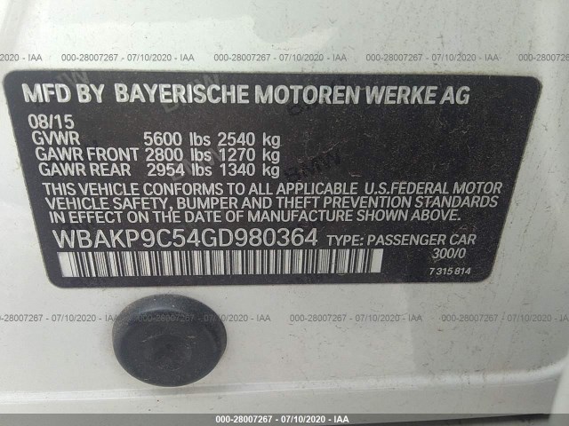 Photo 8 VIN: WBAKP9C54GD980364 - BMW 5 