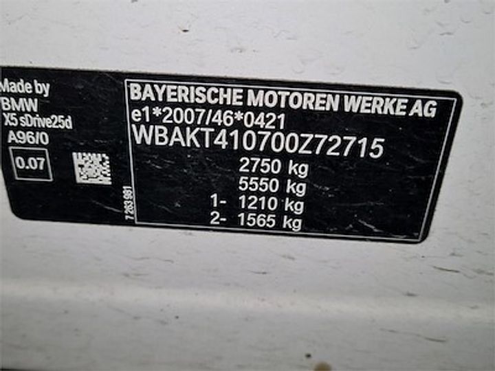 Photo 11 VIN: WBAKT410700Z72715 - BMW X5 DIESEL - 2013 