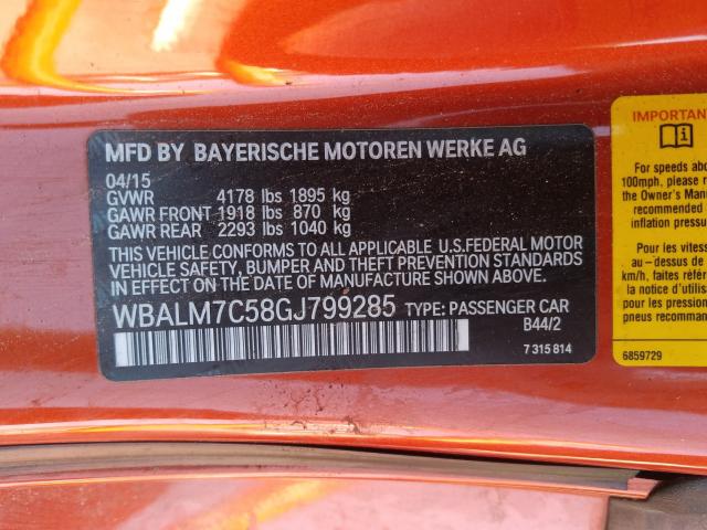 Photo 9 VIN: WBALM7C58GJ799285 - BMW Z4 SDRIVE3 