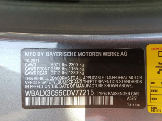 Photo 9 VIN: WBALX3C55CDV77215 - BMW 650 I 