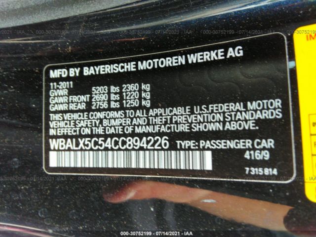 Photo 8 VIN: WBALX5C54CC894226 - BMW 6 SERIES 