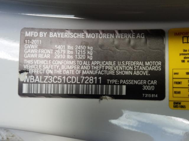 Photo 9 VIN: WBALZ3C51CDL72811 - BMW 650 I 