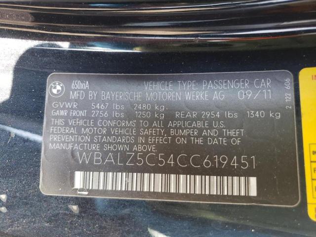 Photo 9 VIN: WBALZ5C54CC619451 - BMW 650 XI 