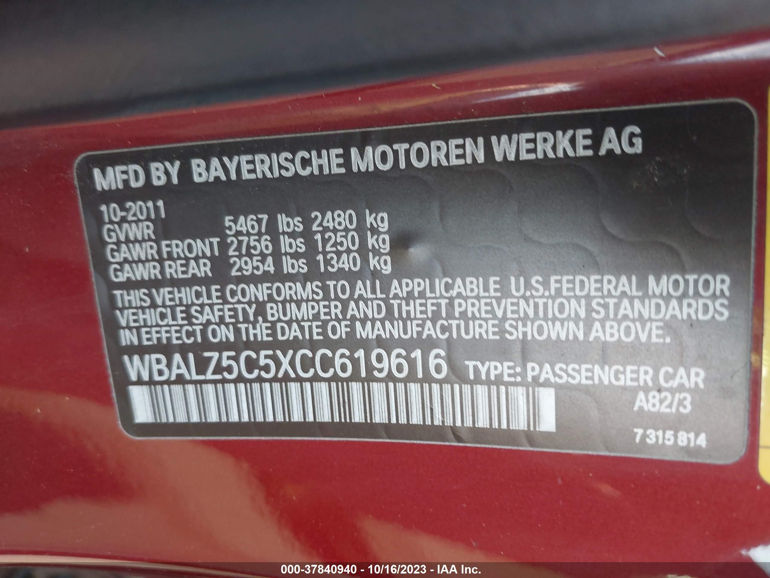 Photo 8 VIN: WBALZ5C5XCC619616 - BMW 6ER 