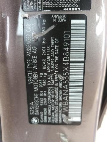 Photo 11 VIN: WBANA535X4B849101 - BMW 5 SERIES 