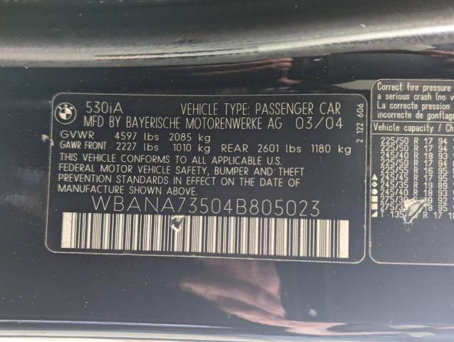 Photo 9 VIN: WBANA73504B805023 - BMW 5 SERIES 