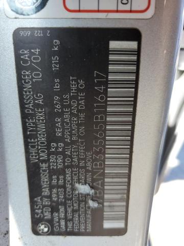 Photo 11 VIN: WBANB33565B116417 - BMW 545 I 