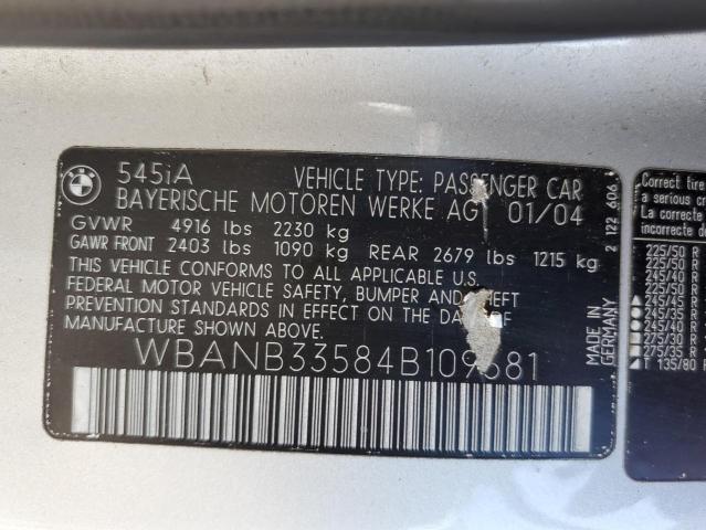 Photo 11 VIN: WBANB33584B109581 - BMW 5 SERIES 