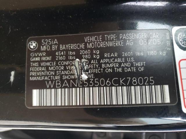 Photo 9 VIN: WBANE53506CK78025 - BMW 525 I 