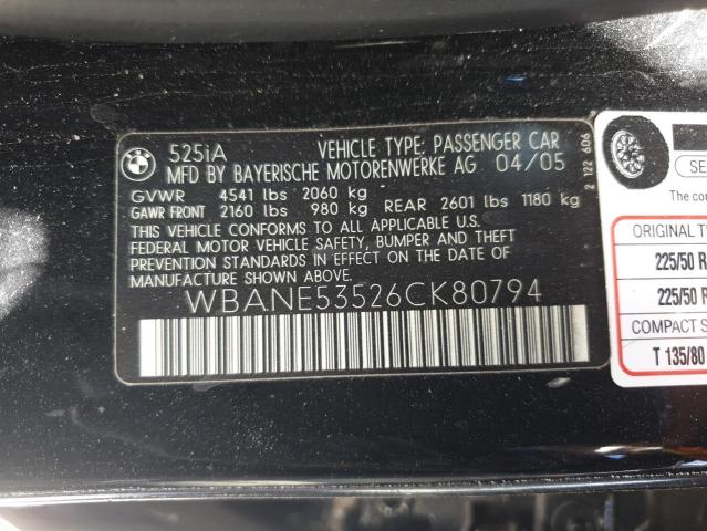 Photo 11 VIN: WBANE53526CK80794 - BMW 5 SERIES 