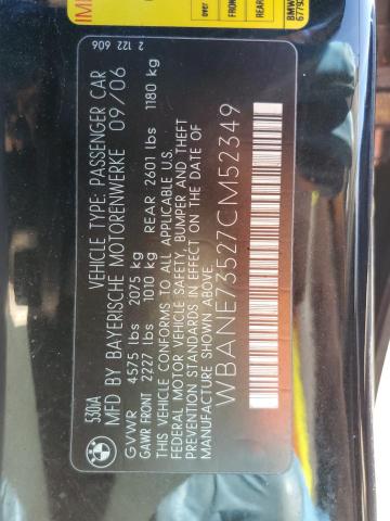 Photo 11 VIN: WBANE73527CM52349 - BMW 5 SERIES 