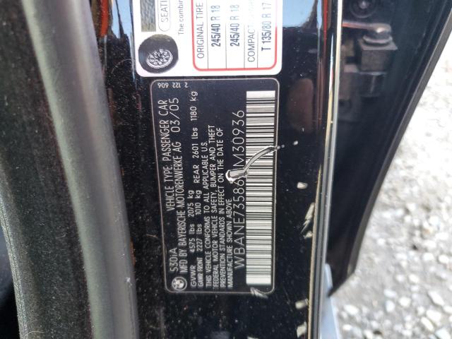 Photo 11 VIN: WBANE73586CM30936 - BMW 5 SERIES 