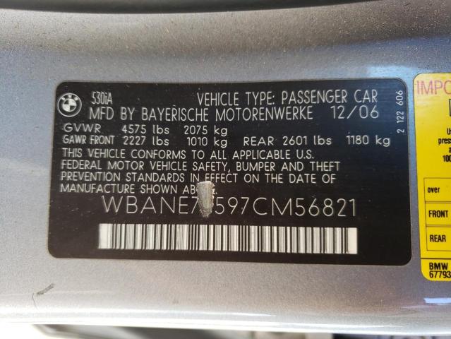 Photo 9 VIN: WBANE73597CM56821 - BMW 530 I 