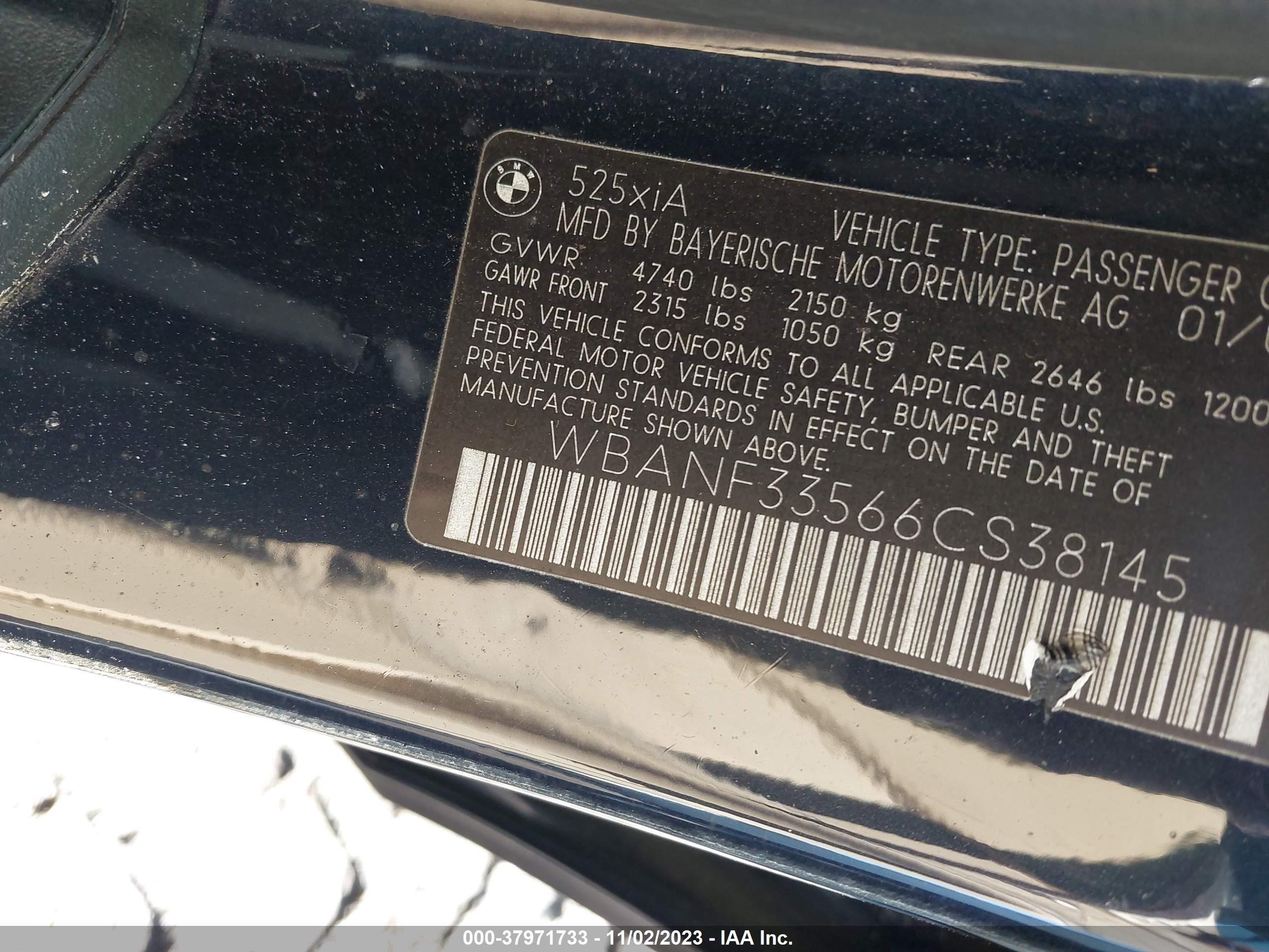 Photo 8 VIN: WBANF33566CS38145 - BMW 5ER 