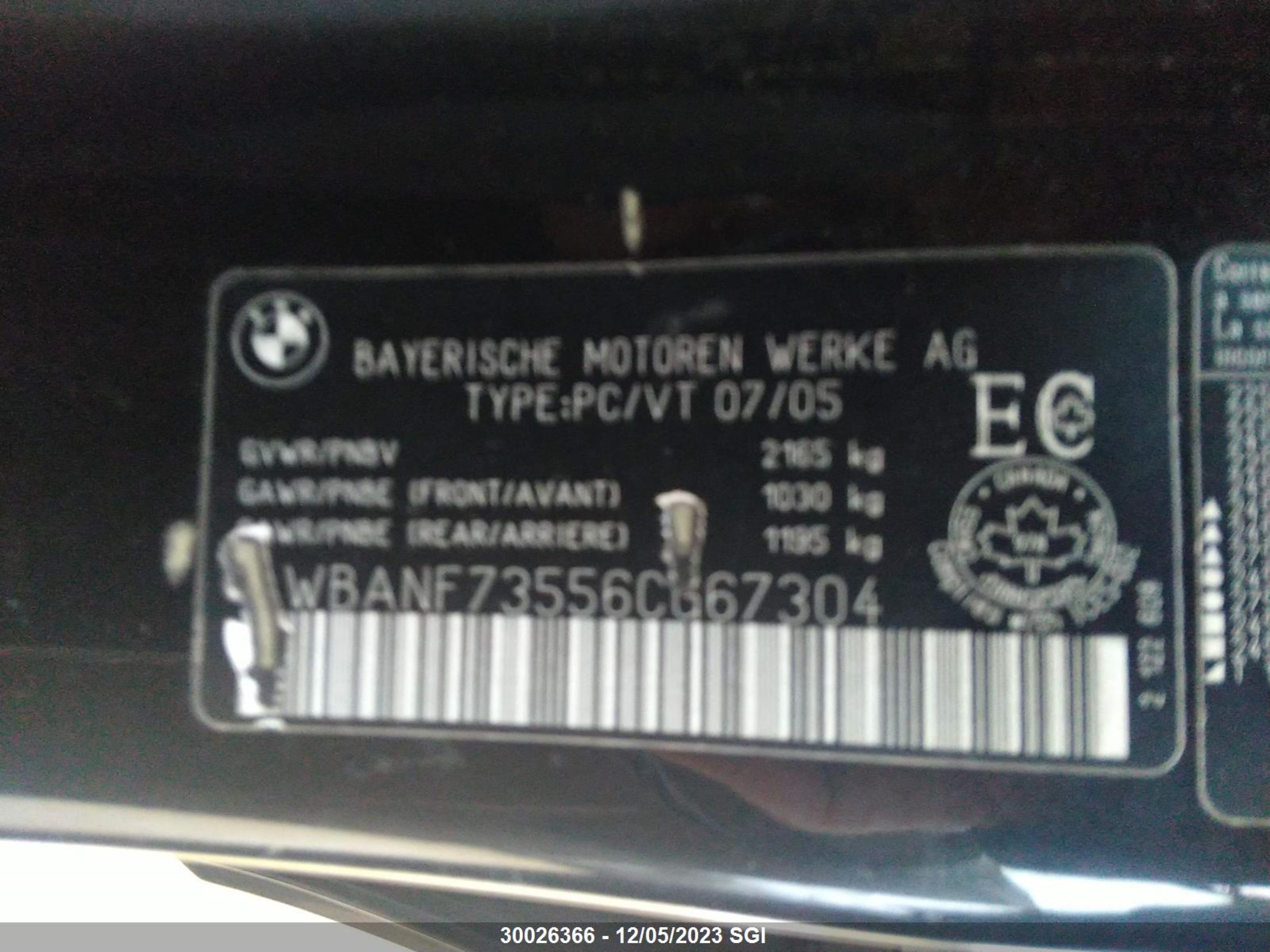 Photo 7 VIN: WBANF73556CG67304 - BMW 5ER 