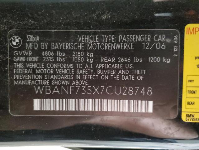 Photo 11 VIN: WBANF735X7CU28748 - BMW 530 XI 